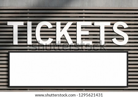 ticket booth and blank billboard mockup - framed blank sign on ticket hut
