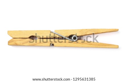 Wooden clothespins, peg isolated on white background