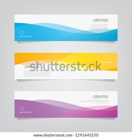 Vector abstract banner design web template. Abstract wavy geometric banner. Trendy gradient shapes composition. can used for header, footer, layout, letterhed, landing page. Royalty-Free Stock Photo #1295643250