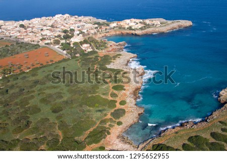 Aerial view of Mallorca coast,  Majorca, Balears Island, Spain.