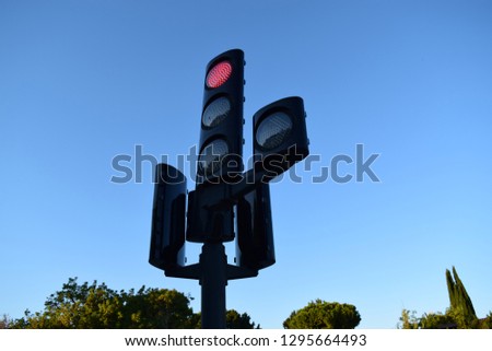 Traffic light red signal, Valencia, Spain, December 2018