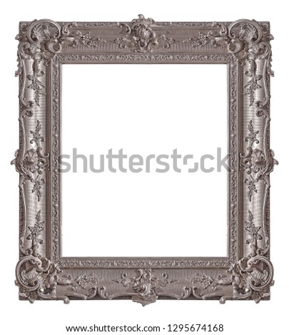 Panoramic golden frame for paintings, mirrors or photo isolated on white background	