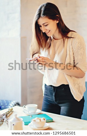 Woman take photo on her food