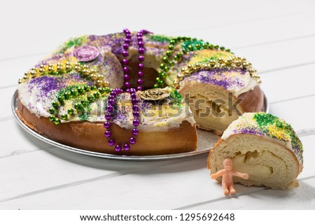 King Cake on a White Board Background