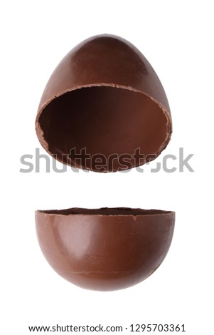An open easter egg on a white background Royalty-Free Stock Photo #1295703361