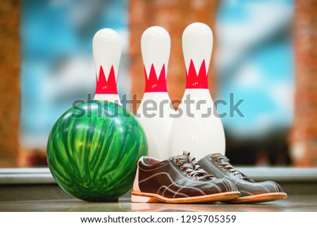 bowling alley. pins.  