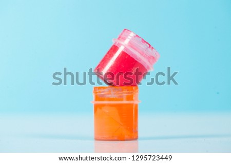 Set of color gouache jars