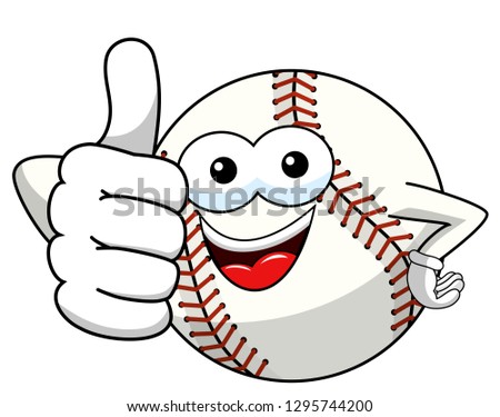 baseball ball character mascot cartoon thumb up gesture vector isolated on white