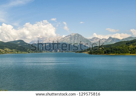 Lake of Campotosto (L'Aquila, Abruzzi, Italy) at summer