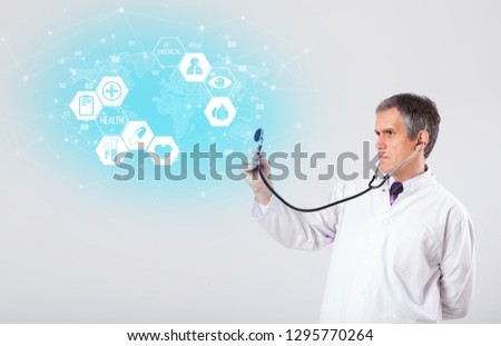Middle aged professional doctor with medical concept