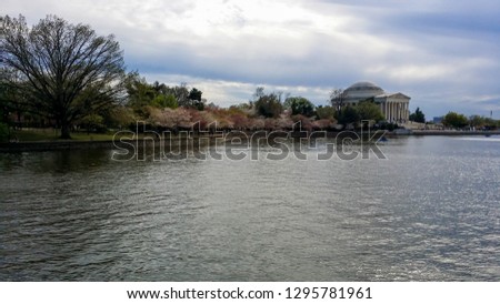 Park downtown of the US capital,DC (Washington Monument,Thomas Jefferson Memorial) USA