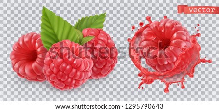 Raspberry. Sweet fruit. 3d realistic vector icon Royalty-Free Stock Photo #1295790643