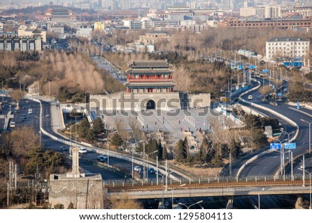 Beijing Yongding Gate Tower, a landmark building at the southernmost end of Beijing's central axis