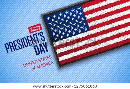 Happy Presidents Day greeting card. USA Flag on jeans fabric. Vector illustration.