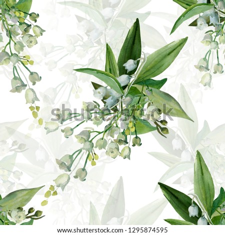 Seamless  illustration of  sprigs lily of the valley