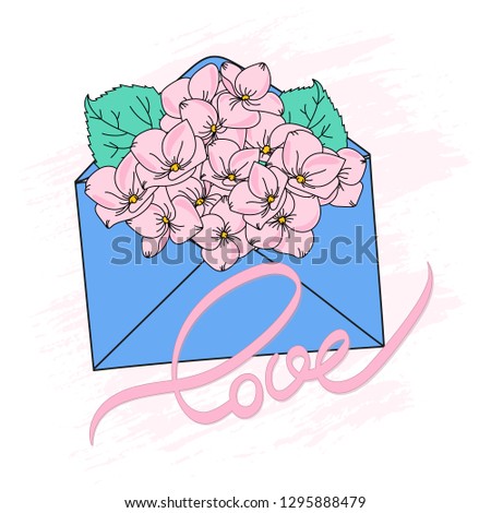 BOUQUET Spring Floral Cartoon Vector Illustration Set for Print, Fabric and Decoration.