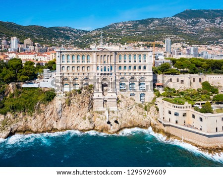 The Oceanographic Museum or Musee Oceanographique is a museum of marine sciences in Monaco Ville in Monaco Royalty-Free Stock Photo #1295929609