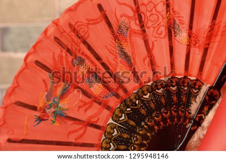 chinese pattern on red fabric