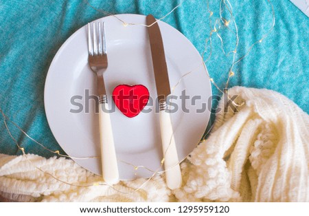 Festive table setting for Valentine Day 