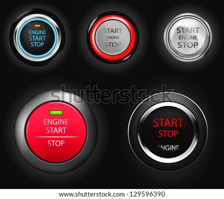 start stop engine buttons Royalty-Free Stock Photo #129596390