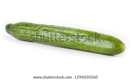 Green fresh cucumber on a white background