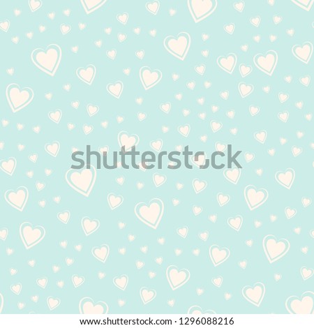 Seamless vector pattern from graceful big and small hearts on a light background. Valentine's Day, Mother's Day, Wedding day or Women's Day. Background for gift packing. Endless texture for desigт.