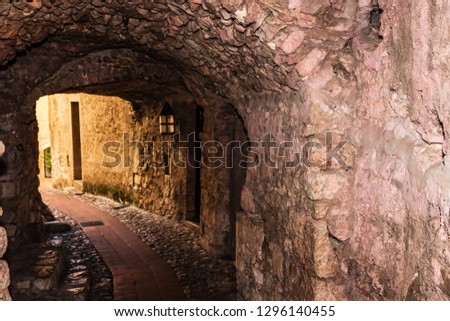 Underpass in the picturesque mountain village Eze, France.