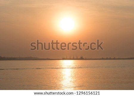 Dramatic sunset with twilight of colorful on sky background.dark,highlight background. 

