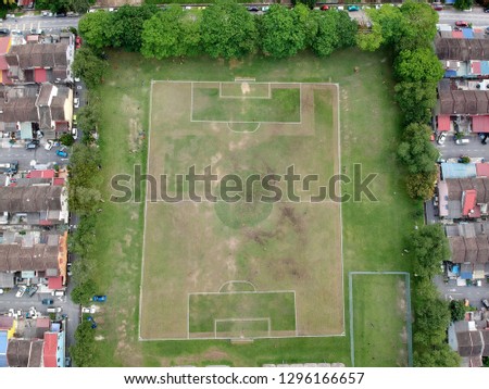An aerial picture of football field in Shah Alam housing area.