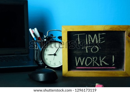 Time to Work Planning on Background of Working Table with Office Supplies. Business Concept Planning on Blue Background