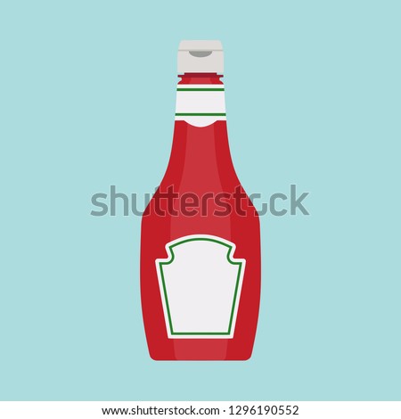 Bottle tomato red sauce healthy organic vegetarian natural vegetable symbol vector icon. Kitchen ketchup food  Royalty-Free Stock Photo #1296190552