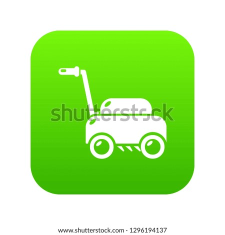 Lawn mower machine icon green isolated on white background