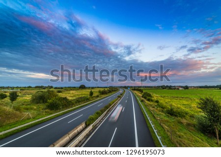 A highway in Germany in the evening