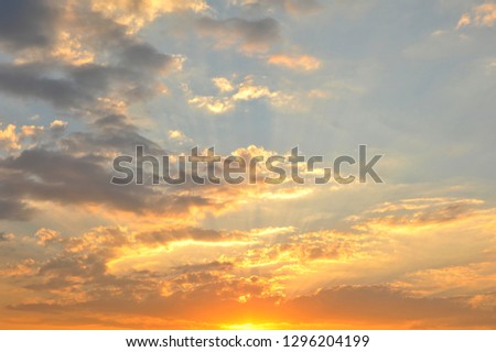 Golden sky in the evening, Phrae. Royalty-Free Stock Photo #1296204199