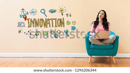 Innovation with young woman using a laptop computer 