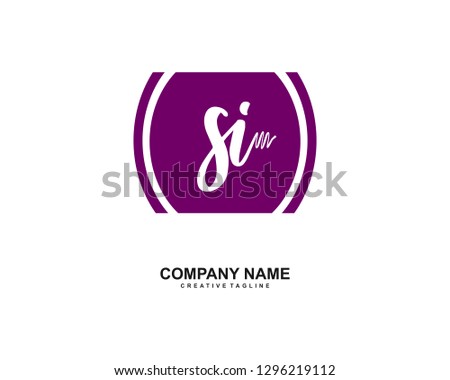 SI Initial Handwriting Logo Template Vector