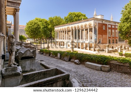Archaeology Museums of Istanbul, Turkey. It is tourist attraction in Istanbul. Complex of three archeological museums contain more than million pieces. Theme of museum, travel and Istanbul landmarks.
