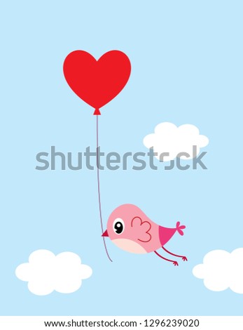valentine love bird with ballon vector