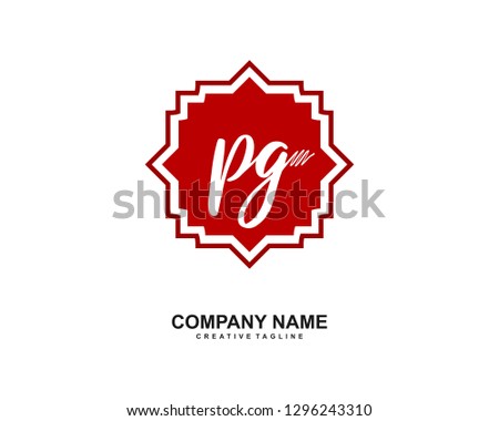 PG Initial Handwriting Logo Template Vector