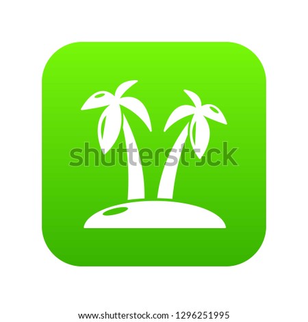 Tropical island icon green isolated on white background