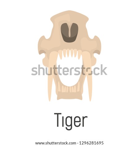 Tiger skull color vector icon. Flat design