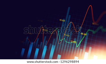 Stock market or forex trading graph in graphic concept with copyspace suitable for financial investment or Economic trends business idea and all art work design. Abstract finance background Royalty-Free Stock Photo #1296298894