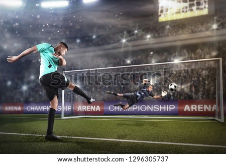 player taking a shot during the soccer match