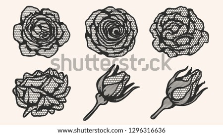 
Rose lace ornament vector by hand drawing.Beautiful flower on brown background.Sunset memory rose vector art highly detailed in line art style.Flower tattoo for paint or pattern. 