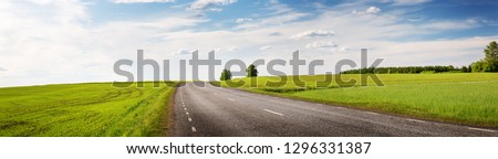 Road panorama on sunny spring day outdoors Royalty-Free Stock Photo #1296331387