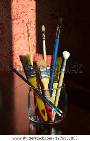 paint brushes on the table
