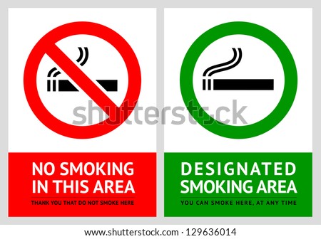 No smoking and Smoking area labels - Set 13, vector illustration