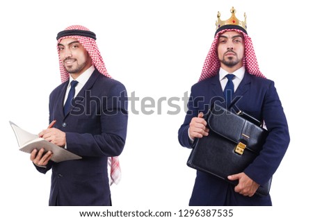 Arab man with bag isolated on white 