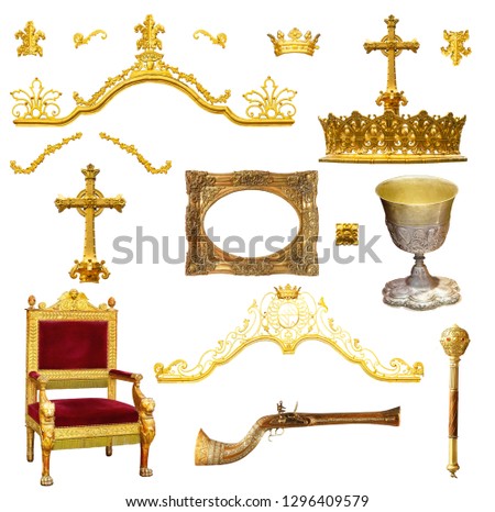 royal crown throne gold isolated