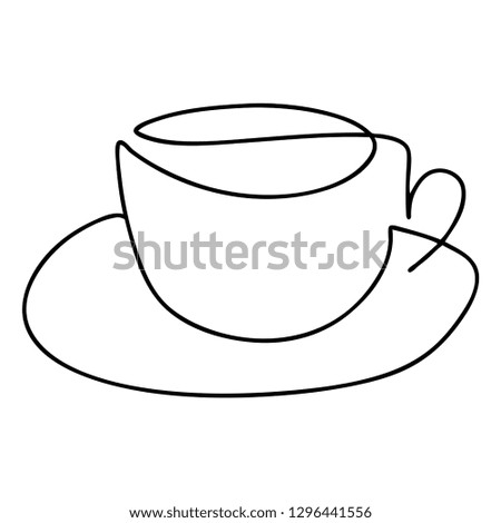 Continuous line, drawing of glass, tea, coffee, drinks, illustration icons, vector